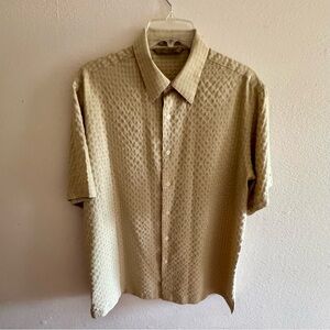 Axist Men’s Short Sleeve Button Up Size Medium Surf Soft Beige Modal Blend